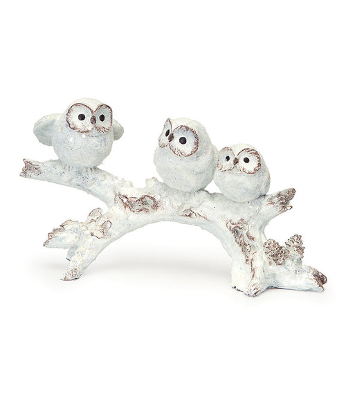 Frosted Owls on Branch Figurine