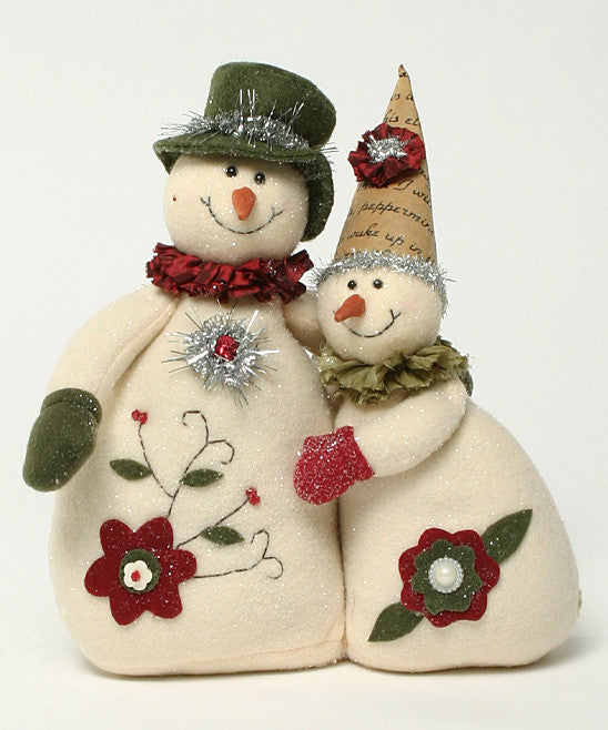 Flower Snowmen Couple Figurine