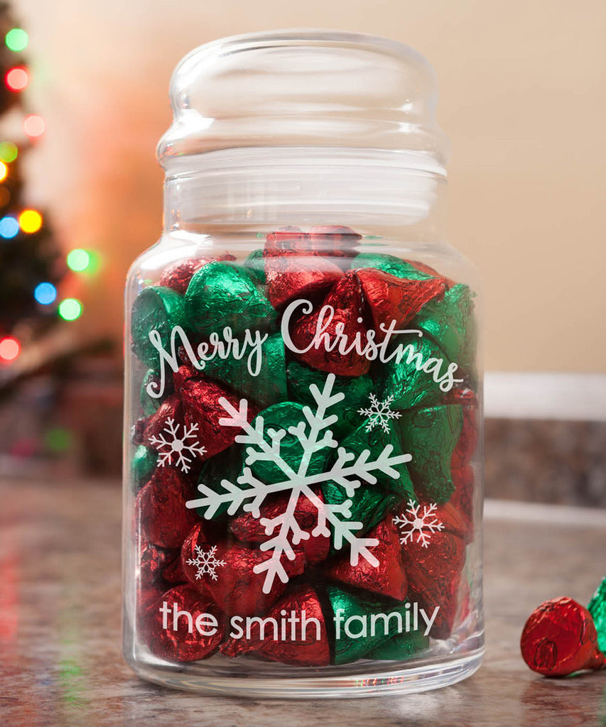 Snowflake Personalized Glass Treat Jar